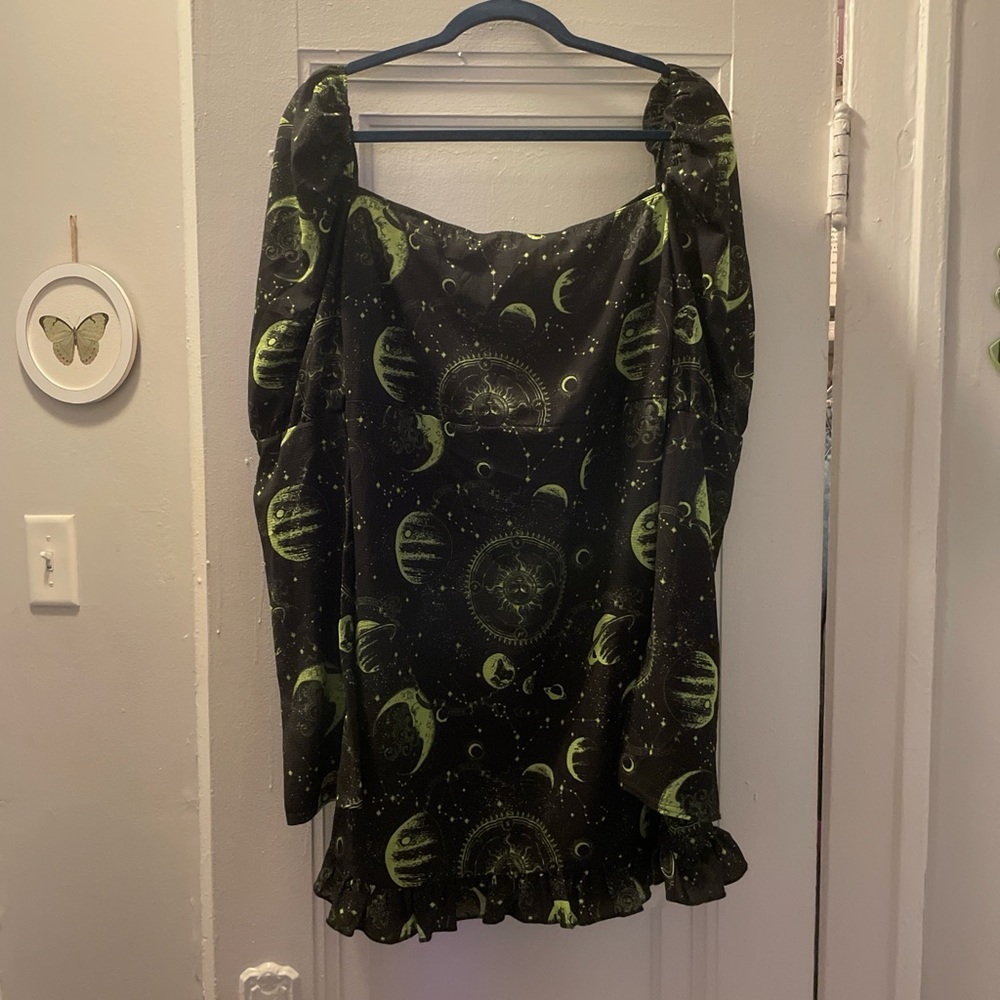 Black and Green Celestial Mini Dress